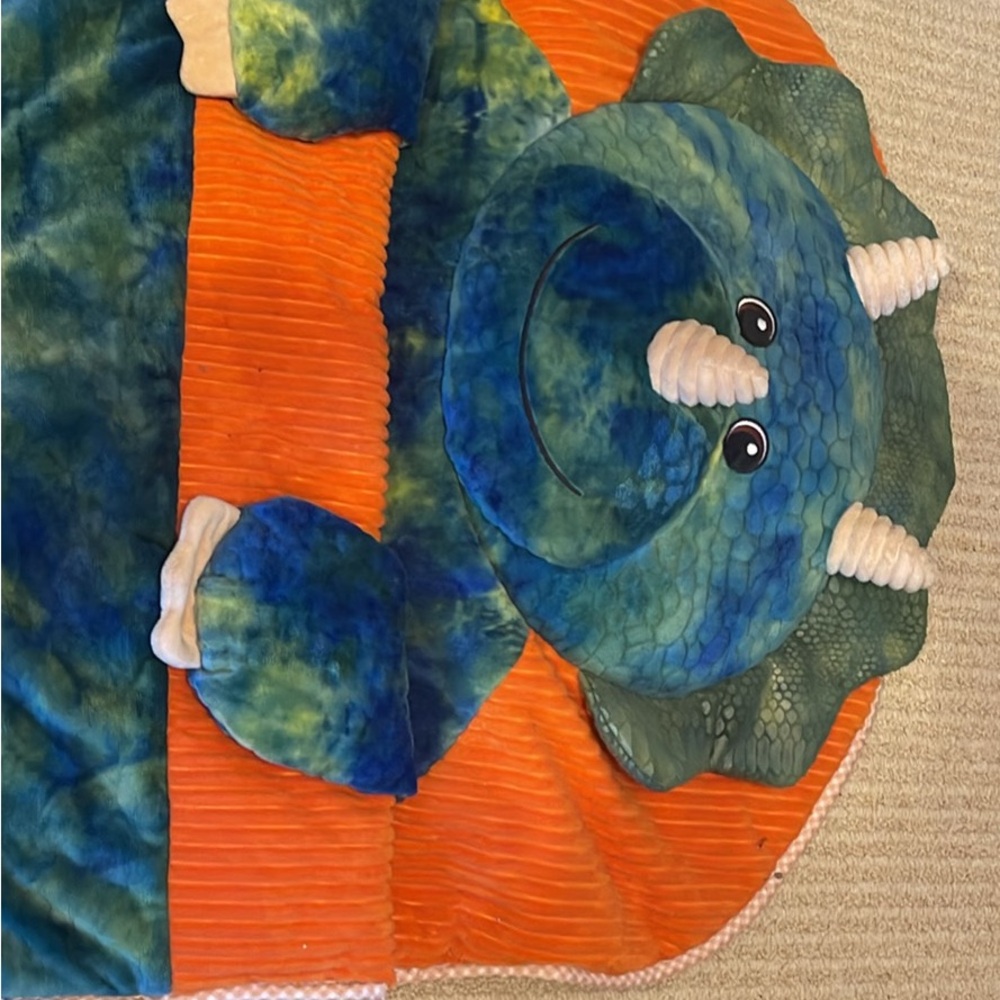 Blue and Orange Dinosaur sleeping bag - hug fun slumber sleeping bag